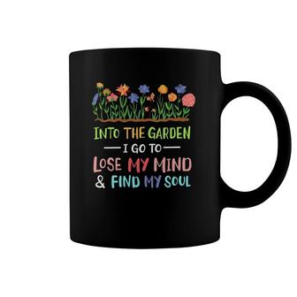 Womens Into The Garden Cute Flower Gardener Quote Floral Gardening Coffee Mug | Mazezy