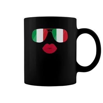 Womens Italy Flag Sunglasses Lips Italia Flags Italian Women Girl Coffee Mug | Mazezy
