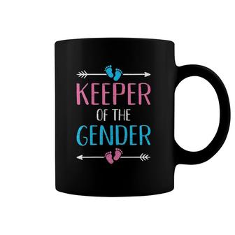 Womens Keeper Of The Gender Reveal Baby Announcement Party Supplies V-Neck Coffee Mug | Mazezy