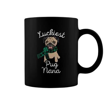 Womens Luckiest Pug Nana Pug Grandma Gift Mom Pug St Patrick's Day Coffee Mug | Mazezy