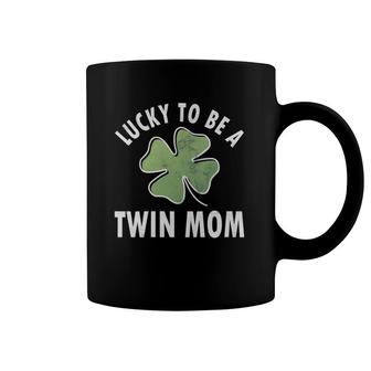 Womens Lucky To Be A Twin Mom Funny Saint Patrick's Day Gift V-Neck Coffee Mug | Mazezy