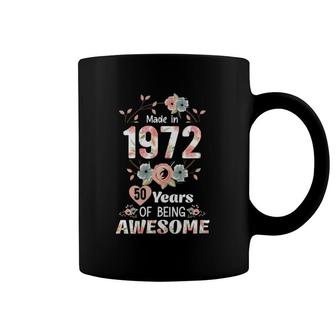 Womens Made In 1972 Floral 50Th Birthday 50 Years Old Gifts Women Coffee Mug | Mazezy