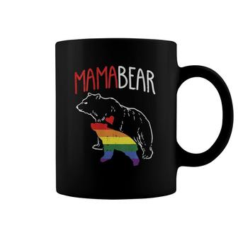 Womens Mama Bear Lgbt-Q Cute Rainbow Mothers Day Gay Pride Mom Gift V-Neck Coffee Mug | Mazezy