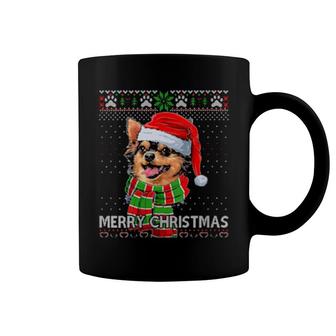 Womens Merry Christmas Chihuahua Hat Santa Scarf Ugly Xmas Coffee Mug | Mazezy