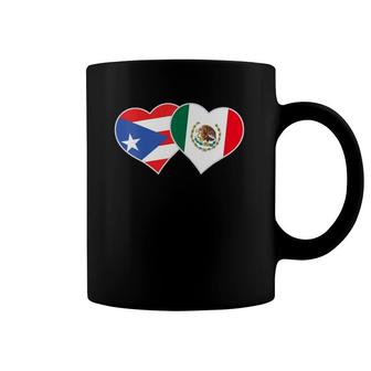 Womens Mexican Puerto Rican Flag Mexirican Mexico Puerto Rico Heart V-Neck Coffee Mug | Mazezy