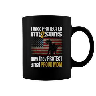 Womens Military Honor Two Soldier Sons Proud Mom Coffee Mug | Mazezy