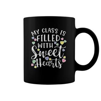 Womens My Class Is Filled With Sweet Hearts Valentine's Day Cute V-Neck Coffee Mug | Mazezy