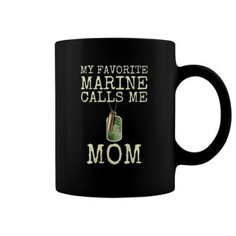 Womens My Favorite Marine Calls Me Mom V-Neck Coffee Mug | Mazezy DE