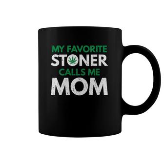 Womens My Favorite Stoner Calls Me Mom V-Neck Coffee Mug | Mazezy