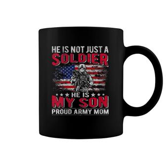 Womens My Son Is A Soldier Hero Proud Army Mom Military Mother Gift V-Neck Coffee Mug | Mazezy