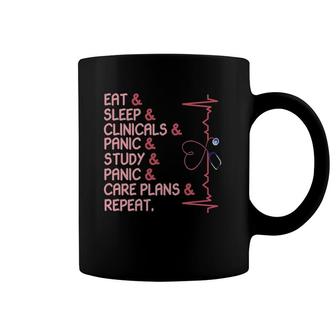 Womens Nurse Eat Sleep Clinicals Panic Study Care Plans Repeat Coffee Mug | Mazezy