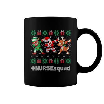 Womens Nurse Squad Cute Dabbing Santa Claus Elf Reindeer Ugly Sxmas Coffee Mug | Mazezy