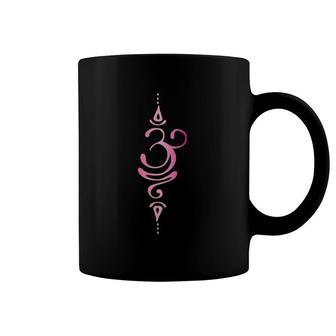 Womens Om Zen Buddha Lotus Flower Energy Symbol Yogi Pink V-Neck Coffee Mug | Mazezy