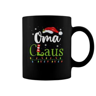 Womens Oma Claus Funny Grandma Santa Pajamas Christmas Gift Idea V-Neck Coffee Mug | Mazezy