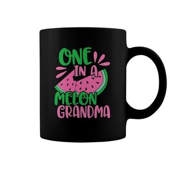 Womens One In A Melon Grandma Watermelon Pink Grandmother V-Neck Coffee Mug | Mazezy