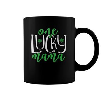 Womens One Lucky Mom Womens St Patrick's Day For Mother Pregnant Mom V-Neck Coffee Mug | Mazezy