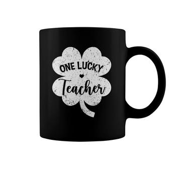 Womens One Lucky Teacher Shamrock Four Leaf Clover St Patrick's Day Coffee Mug | Mazezy UK