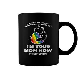 Womens Parents Accepting I'm Your Mom Now Bear Hug Lgbtq Gay Pride V Neck Coffee Mug | Mazezy