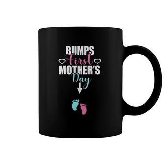 Womens Pregnant Mom Bumps First Mother's Day Funny Gift For Women V-Neck Coffee Mug | Mazezy