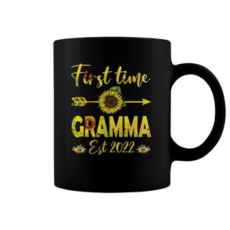 Womens Promoted To Gramma Est 2022-First Time Grandma Sunflower Coffee Mug | Mazezy