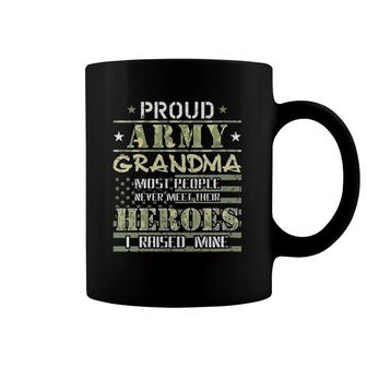 Womens Proud Army Grandma I Raised My Heroes Camo Army Grandmother Coffee Mug | Mazezy
