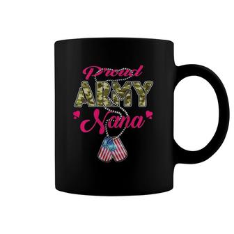 Womens Proud Army Nana Us Flag Camo Dog Tags Military Grandmother Coffee Mug | Mazezy