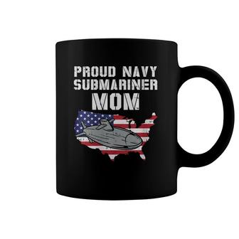Womens Proud Navy Submariner Mom Us Flag Submarine Mother Son Gift Coffee Mug | Mazezy