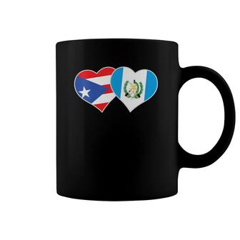 Womens Puerto Rican Guatemalan Flag Heart Guatemala Puerto Rico V-Neck Coffee Mug | Mazezy
