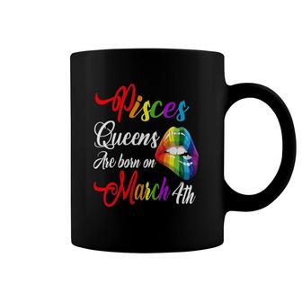 Womens Rainbow Lips March 4Th Queens Pisces Girl Birthday Zodiac Coffee Mug | Mazezy