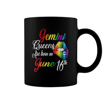 Womens Rainbow Queens Are Born On June 16Th Gemini Girl Birthday V-Neck Coffee Mug | Mazezy