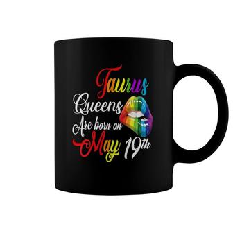 Womens Rainbow Queens Are Born On May 19Th Taurus Girl Birthday V-Neck Coffee Mug | Mazezy