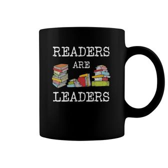 Womens Readers Are Leaders Books Reading Teacher Librarian V-Neck Coffee Mug | Mazezy