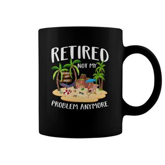 Womens Retired 2022 Not My Problem Anymore Teacher Beach Retirement V-Neck Coffee Mug | Mazezy