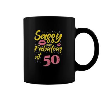 Womens Sassy Fabulous 50 Fifty Years Old Birthday Gift Women Coffee Mug - Seseable