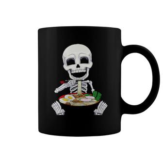 Womens Skeleton Halloween Ramen Noodles Jack O Lantern Japanese Coffee Mug | Mazezy