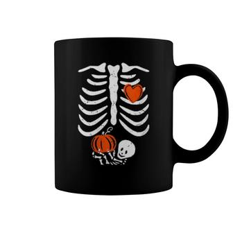 Womens Skeleton Heart Rib Cage Xray Pumpkin Halloween Coffee Mug | Mazezy