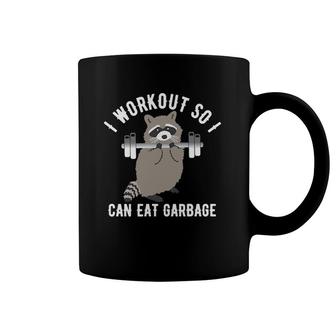 Womens So I Can Eat Garbage Funny Raccoon Trash Panda Workout Gym Coffee Mug | Mazezy