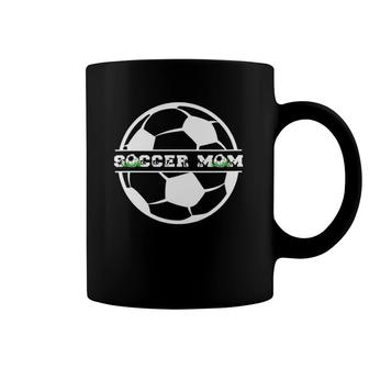 Womens Soccer Mom Soccer Ball V-Neck Coffee Mug | Mazezy