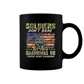 Womens Soldiers Don't Brag Proud Army Grandma Military Grandmother V-Neck Coffee Mug | Mazezy