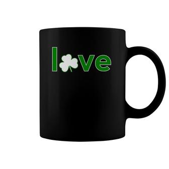 Womens St Patrick's Day For Women Green Love Shamrock Irish Coffee Mug | Mazezy
