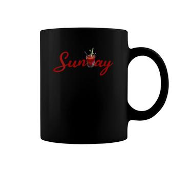 Womens Sunday With Bloody Mary V-Neck Coffee Mug | Mazezy