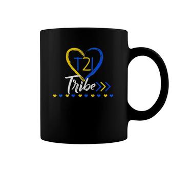 Womens T21 Tribe 21 World Down Syndrome Awareness Day Heart V-Neck Coffee Mug | Mazezy DE