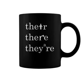 Womens Their There And They're English Teacher Correct Grammar V-Neck Coffee Mug | Mazezy