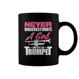 Womens Trumpet Girl Funny Trumpet Player Marching Band V-Neck Coffee Mug | Mazezy