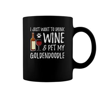 Womens Wine And Goldendoodle For Goldendoodle Dog V Neck Coffee Mug | Mazezy
