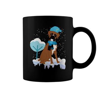 Womens Winter Dog Snowing Snowflakes Dog Owner Cute Pet Boxer Coffee Mug | Mazezy