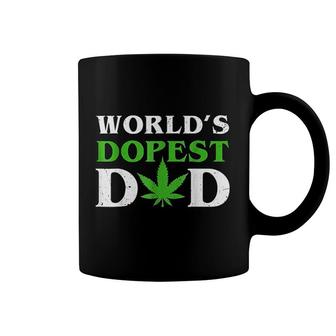 Worlds Dopest Dad Funny Marijuana Weed Leaf Fathers Day Coffee Mug - Seseable
