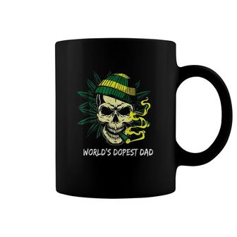 Worlds Dopest Dad Skull Weed Cannabis Fun Fathers Day Bones Coffee Mug - Seseable