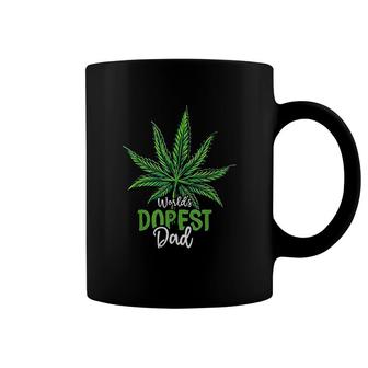 Worlds Green Dopest Dad Cannabis Leaf Weed Marijuana Fathers Day Coffee Mug - Seseable