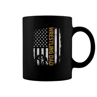 Wrestling Dad American Flag Coffee Mug | Mazezy